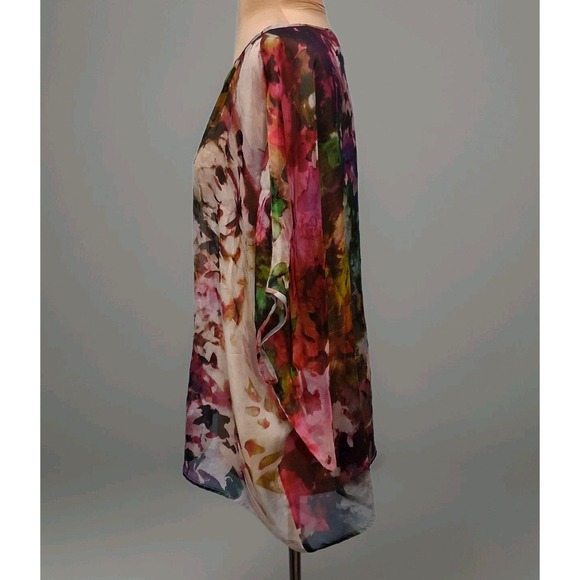 Fifteen Twenty 100% Silk Flowy Batwing Floral Blouse Sz M - Picture 7 of 10